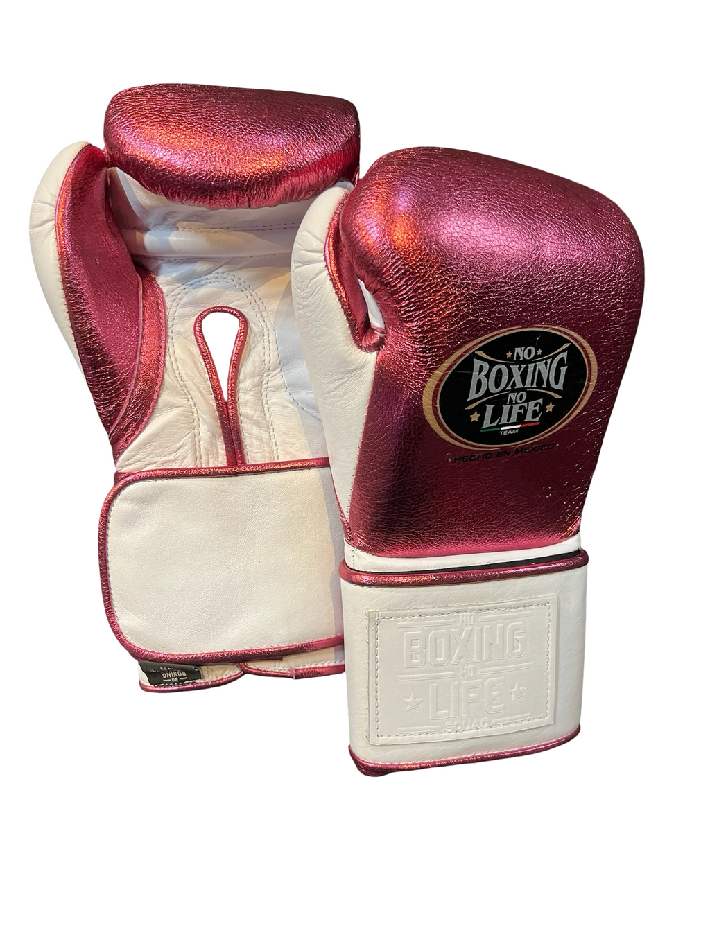 No Boxing No Life Training Gloves - Metallic Pink/ White Boxing Gloves