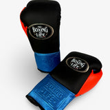 No Boxing No Life Fight Gloves  - Black/ Metallic Blue/ Neon Orange