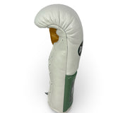 Bayoneta MX Horse Hair Fight Gloves - White/ Metallic Sage Green/ Caramel Gold