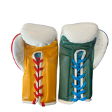 Bayoneta Premium MX - Guantes de Entrenamiento de Látex - Desigual Blanco/ Verde Pino/ Dorado Caramelo/ Azul Real/ Rojo