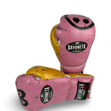 Bayoneta Premium Multilayer Horse Hair Gloves - Exclusive Custom "Savage Blossom" Hand Painted - Baby Pink/ Caramel Gold/ White