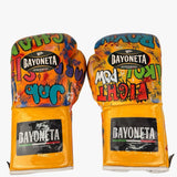Bayoneta Premium PuLat Horse Hair Gloves - Exclusive Custom Pop Art “Boxing” Hand Painted - Yellow/ White