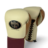 No Boxing No Life Training Gloves - Cream/ Burgundy/ Peanut Brown