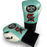 No Boxing No Life Guantes de Entrenamiento - Edición Canelo - Tiffany/ Blanco Perlado/ Negro