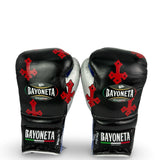 Bayoneta Premium Multilayer Horse Hair Gloves - Exclusive Custom "Crimson Cross" Hand Painted - Black/ Metallic Royal Blue/ Silver