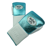 No Boxing No Life Training Gloves - Metallic Teal/ White