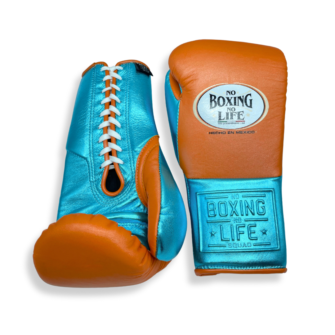 No Boxing No Life Guantes de Entrenamiento Naranja /Verde Metálico