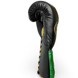 No Boxing No Life Fight Gloves  - Black/ Metallic Green/ Metallic Gold
