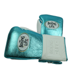 No Boxing No Life Training Gloves - Metallic Teal/ White