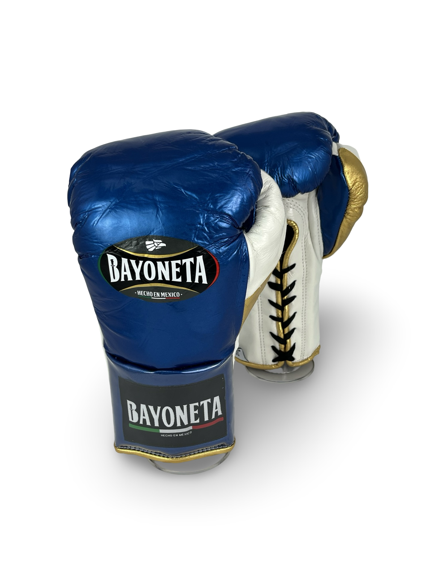 Bayoneta MX Horse Hair Fight Gloves - Electric Blue/ White/ Metallic Gold