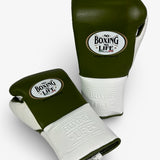 No Boxing No Life Guantes de Entrenamiento - Verde Militar, Blanco