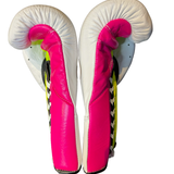 No Boxing No Life Fight Gloves  - White/ Neon Pink/ Neon Yellow