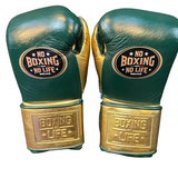 No Boxing No Life Training Gloves - Pine Green/ Metallic Gold