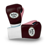 No Boxing No Life Training Gloves - Burgundy/ White/ Pink/ Sky Blue