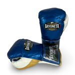 Bayoneta MX Horse Hair Fight Gloves - Electric Blue/ White/ Metallic Gold