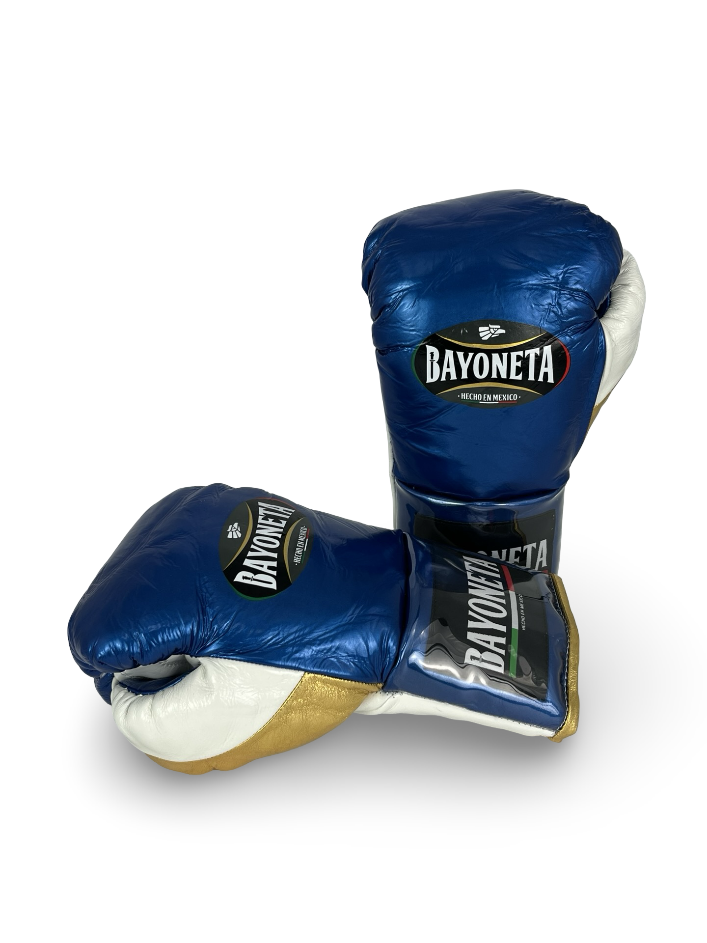 Bayoneta MX Horse Hair Fight Gloves - Electric Blue/ White/ Metallic Gold