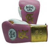 No Boxing No Life Training Gloves - Canelo Edition - Pink/ Gold/ White