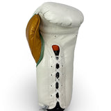 Bayoneta MX Horse Hair Fight Gloves - White/ Metallic Sage Green/ Caramel Gold