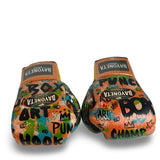Bayoneta Premium PuLat Horse Hair Gloves - Exclusive Custom Urban Art “Boxing” Hand Painted - Orange/ Black/ Yellow