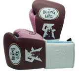 No Boxing No Life Fight Gloves - Canelo Edition - Burgundy/ White/ Pink/ Sky Blue