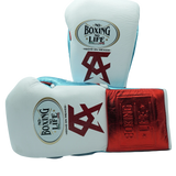 No Boxing No Life Training Gloves - Canelo Edition - White/ Metallic Teal/ Metallic Red