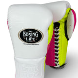 No Boxing No Life Training Gloves - White/ Neon Pop
