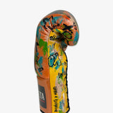 Bayoneta Premium PuLat Horse Hair Gloves - Exclusive Custom Urban Art “Boxing” Hand Painted - Orange/ Black/ Yellow