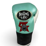 No Boxing No Life Guantes de Entrenamiento - Edición Canelo - Tiffany/ Blanco Perlado/ Negro