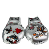 Bayoneta PuLat Gloves - Exclusive Custom "Traditional Tattoos" Hand Painted - Silver