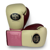 No Boxing No Life Training Gloves - Cream/ Pink/ Burgundy