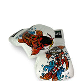 Bayoneta MX Latex Gloves - Exclusive Custom "Koi Rising" Hand Painted - White