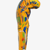Bayoneta Premium PuLat Horse Hair Gloves - Exclusive Custom Pop Art “Boxing” Hand Painted - Yellow/ White