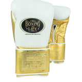 No Boxing No Life Training Gloves - White/ Gold
