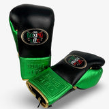 No Boxing No Life Fight Gloves  - Black/ Metallic Green/ Metallic Gold