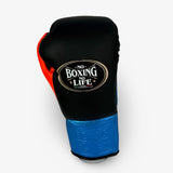 No Boxing No Life Fight Gloves  - Black/ Metallic Blue/ Neon Orange