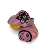 Bayoneta Premium Multilayer Horse Hair Gloves - Exclusive Custom "Savage Blossom" Hand Painted - Baby Pink/ Caramel Gold/ White