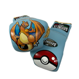 Bayoneta Premium Multilayer Horse Hair Gloves - Exclusive Custom "Charizard - Pokémon" Hand Painted - Sky Blue/ Metallic Gold