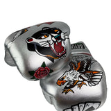 Bayoneta PuLat Gloves - Exclusive Custom "Traditional Tattoos" Hand Painted - Silver