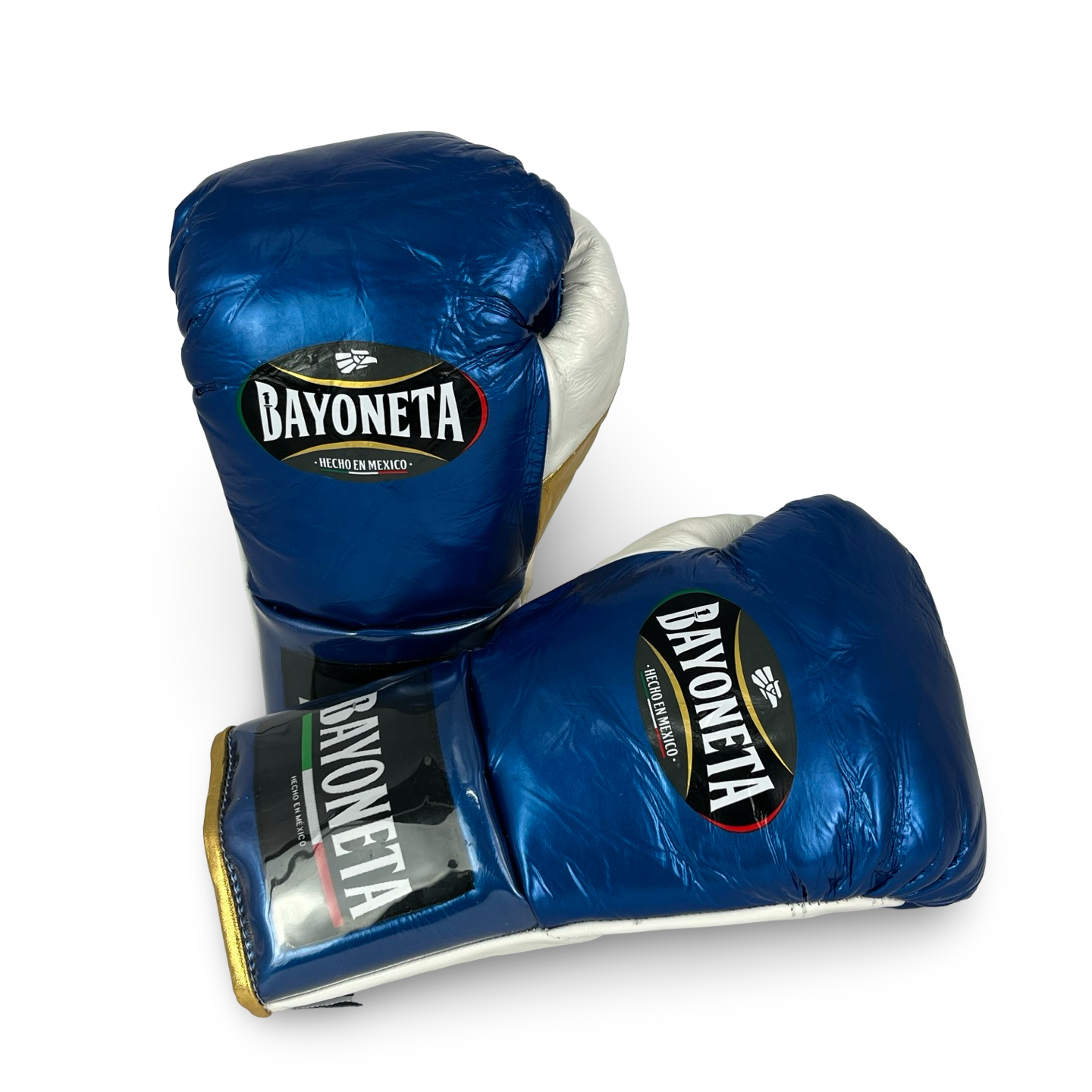 Bayoneta MX Horse Hair Fight Gloves - Electric Blue/ White/ Metallic Gold