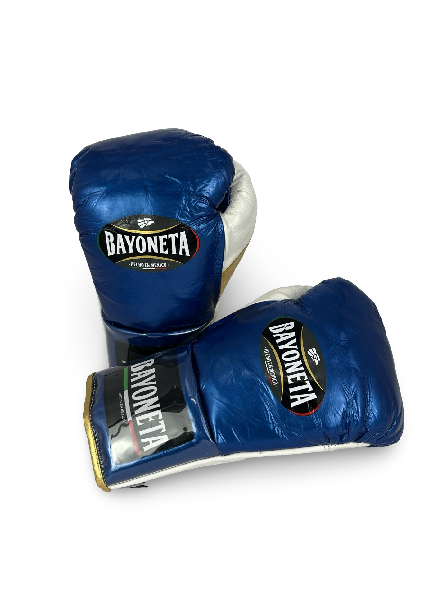 Bayoneta MX Horse Hair Fight Gloves - Electric Blue/ White/ Metallic Gold