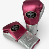 No Boxing No Life Training Gloves - Metallic Pink/ Metallic Silver