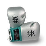 Primer Asalto Gloves - Teal Blue/ Silver/ White