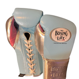 No Boxing No Life Guantes de Entrenamiento - Verde Azulado Metálico/ Blanco