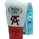No Boxing No Life Training Gloves - Canelo Edition - White/ Metallic Teal/ Metallic Red
