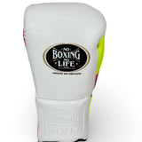 No Boxing No Life Training Gloves - White/ Neon Pop