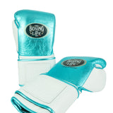 No Boxing No Life Training Gloves - Metallic Aqua/ White