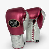 No Boxing No Life Training Gloves - Metallic Pink/ Metallic Silver