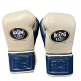 No Boxing No Life Training Gloves - Cream/ Navy Blue