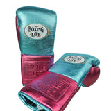 No Boxing No Life Guantes de Entrenamiento - Verde Azulado Metálico/ Blanco
