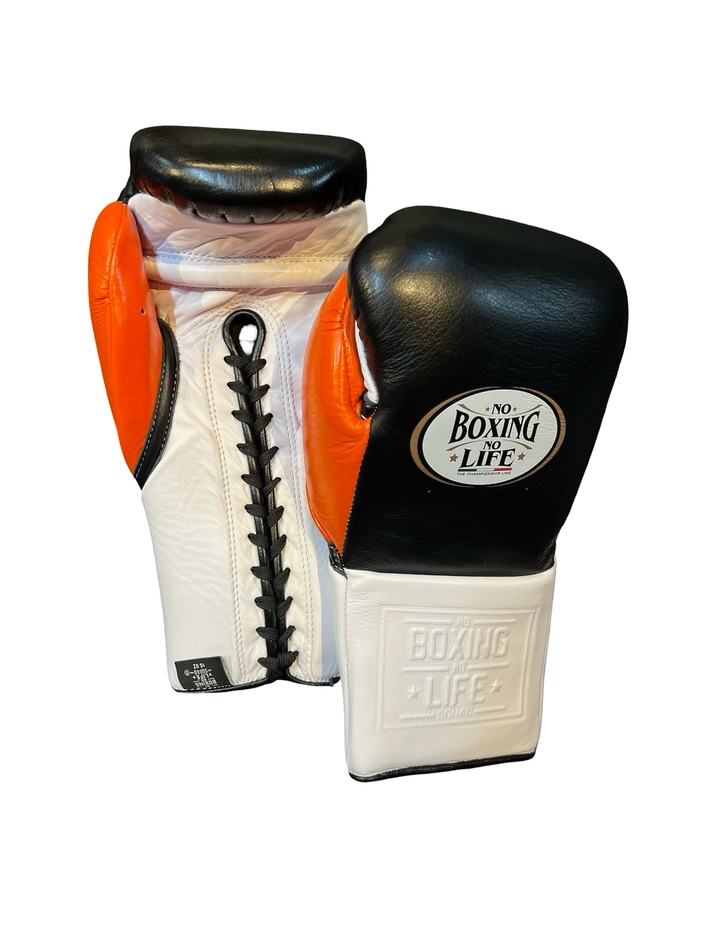 No Boxing No Life Training Gloves - Black/ White/ Orange Boxing Gloves